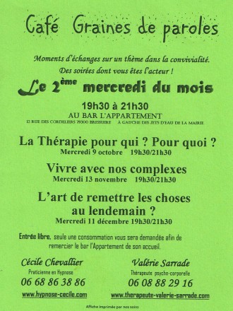 Thérapie, vivre avec nos complexes, l'art de remettre leschoses au lendemain, la procrastination, Bressuire , Thouars Cholet